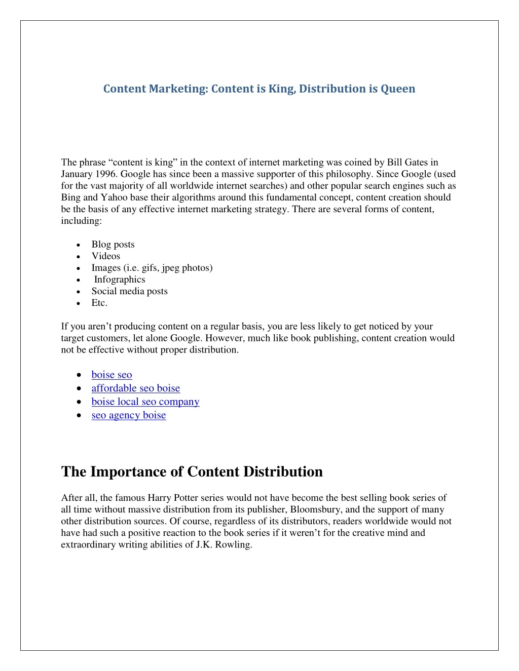 content marketing content is king distribution