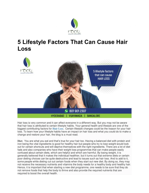 5 Lifestyle Factors That Can Cause Hair Loss