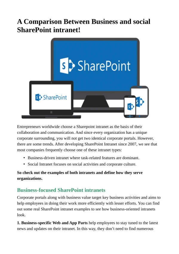 A Comparison Between Business and social SharePoint intranet!