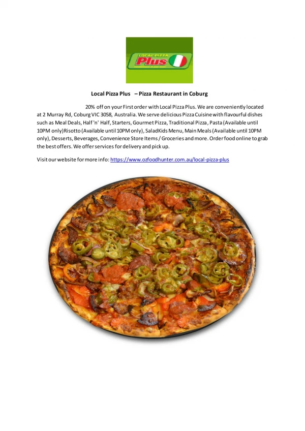 20% Off -Local Pizza Plus-Coburg - Order Food Online