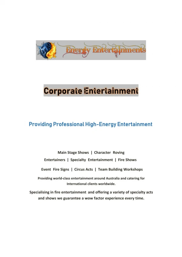 Corporate Entertainment