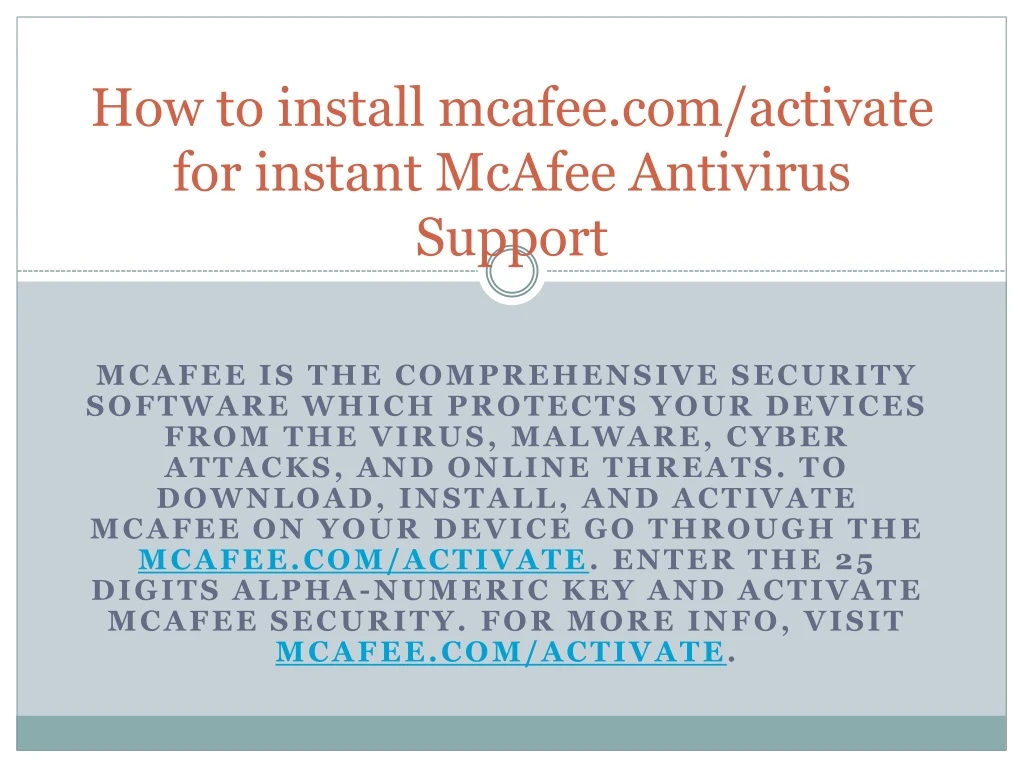 how to install mcafee com activate for instant mcafee antivirus support