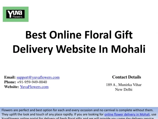 Best Online Floral Gift Delivery Website In Mohali