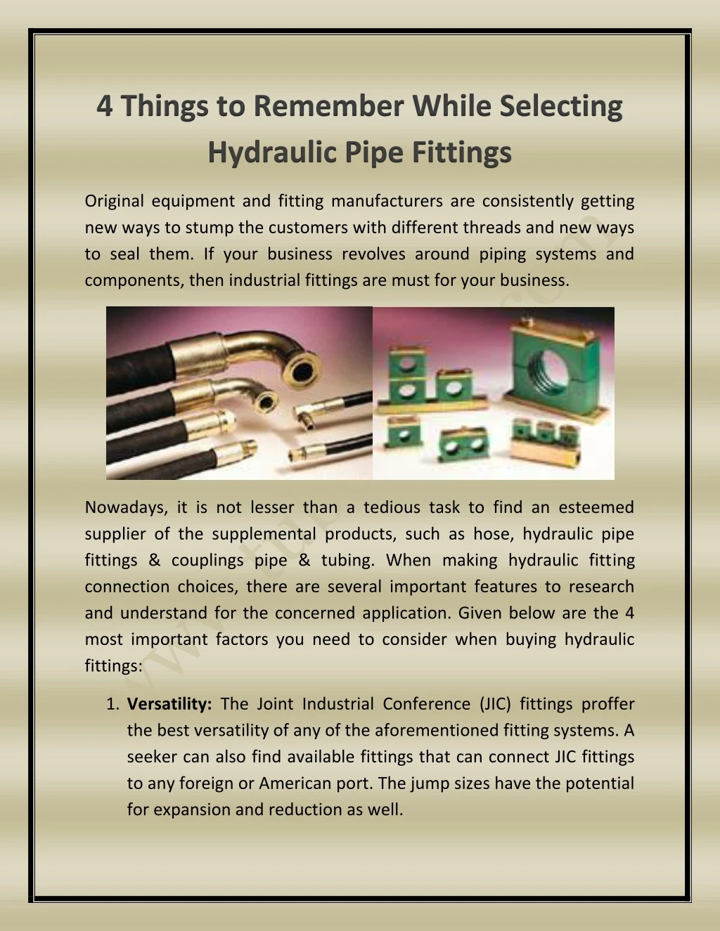 4 things to remember while selecting hydraulic