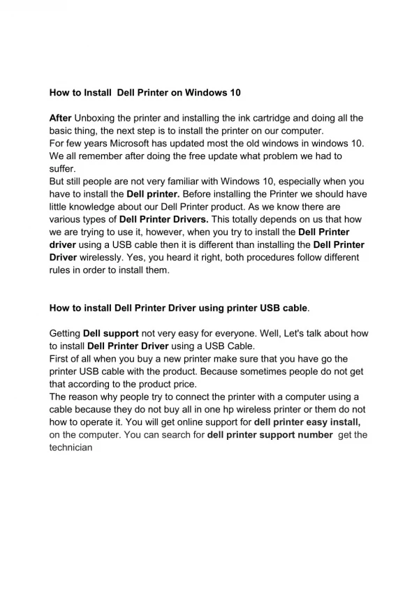 How to Install Dell Printer on Windows 10 USA