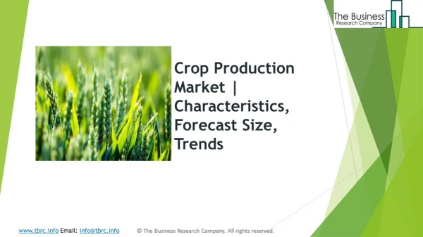 Crop Production Market | Characteristics, Forecast Size, Trends