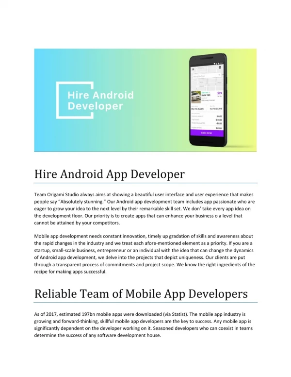 Hire Android App Developer - Origami Studios