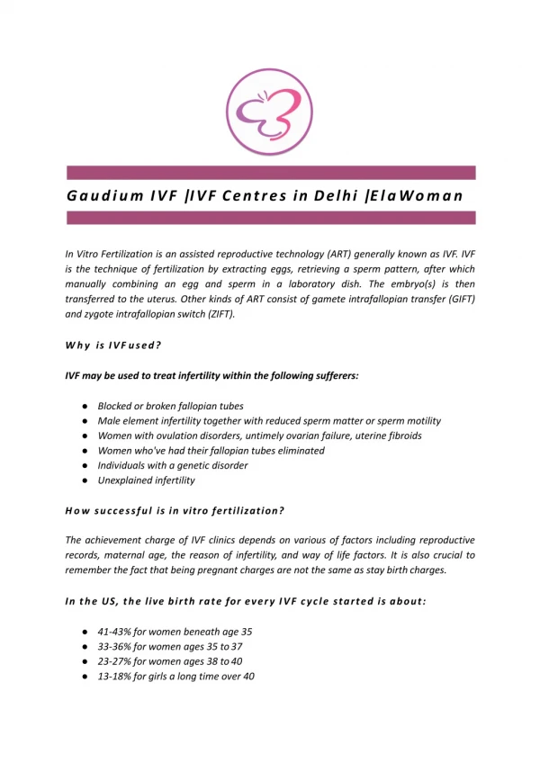 Gaudium IVF | IVF Centres in Delhi | ElaWoman