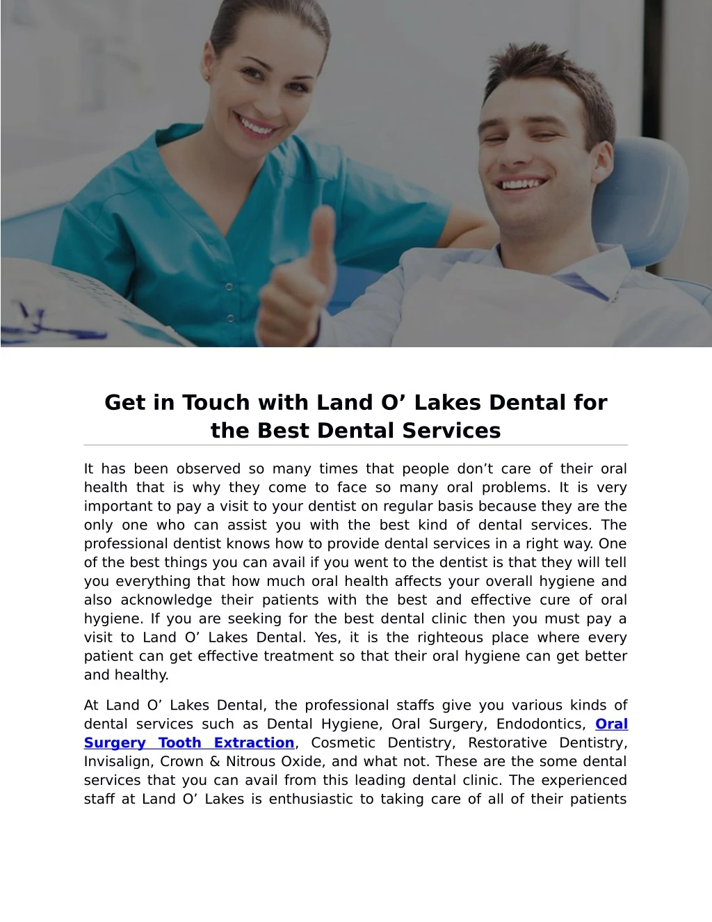 get in touch with land o lakes dental