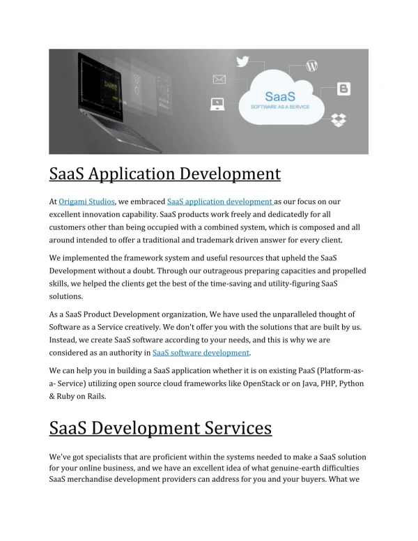 Saas Application Development Company