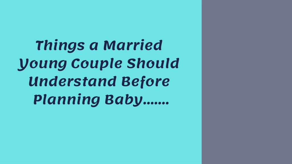 things a married young couple should understand