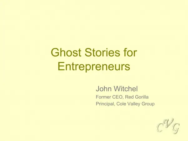 Ghost Stories for Entrepreneurs