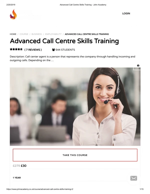 Advanced Call Centre Skills Training - John Academy