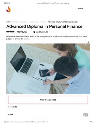 Advanced Diploma in Personal Finance - John Academy - slide 1