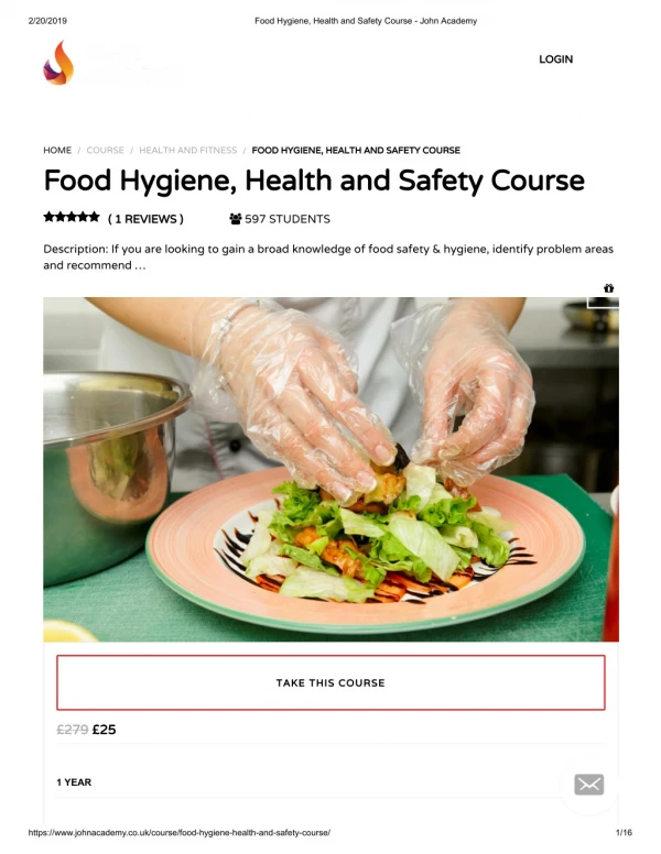Food Hygiene - Health and Safety Course - John Academy