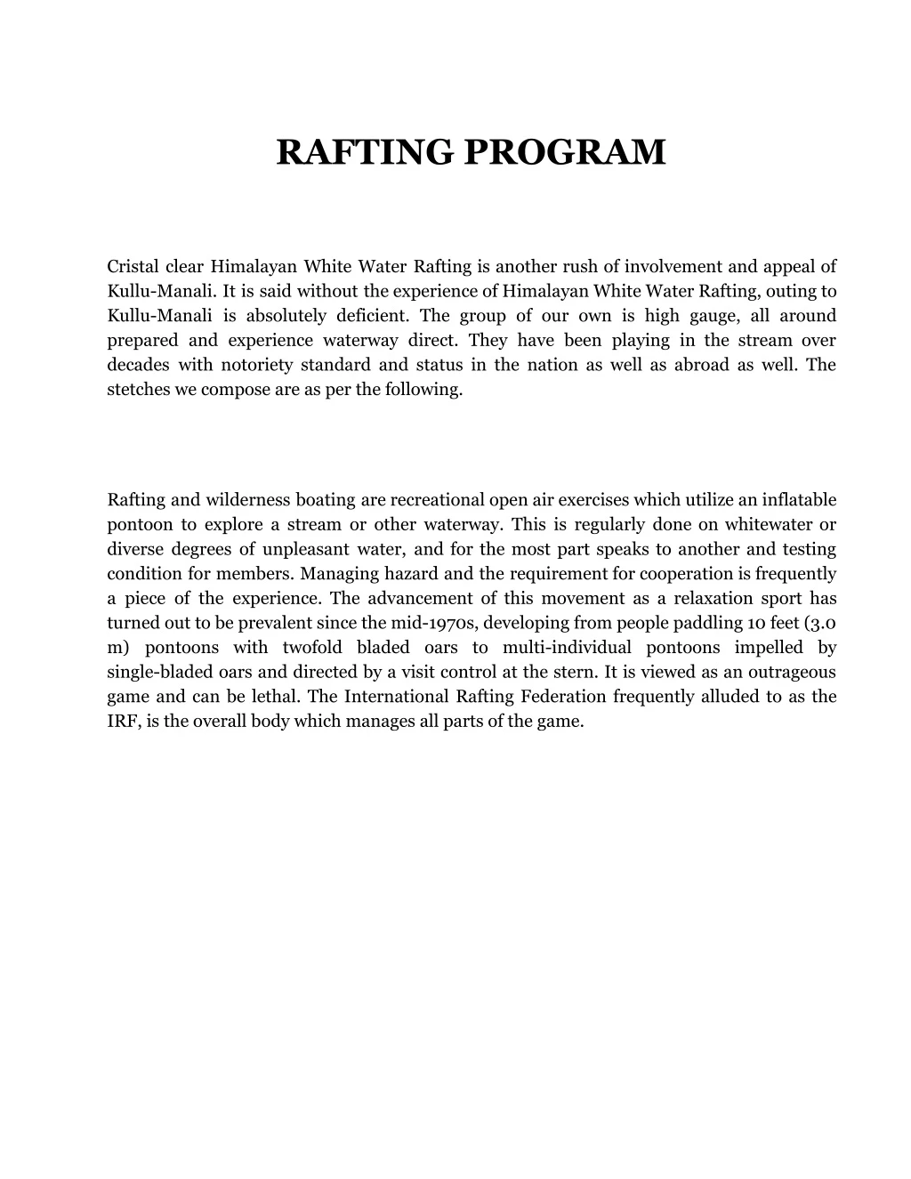 rafting program