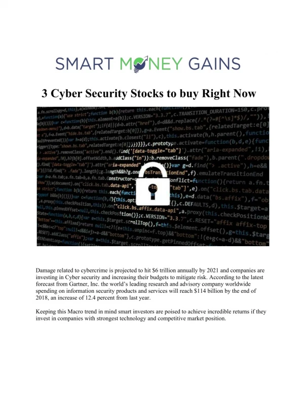 3 Cyber Security Stocks to buy Right Now