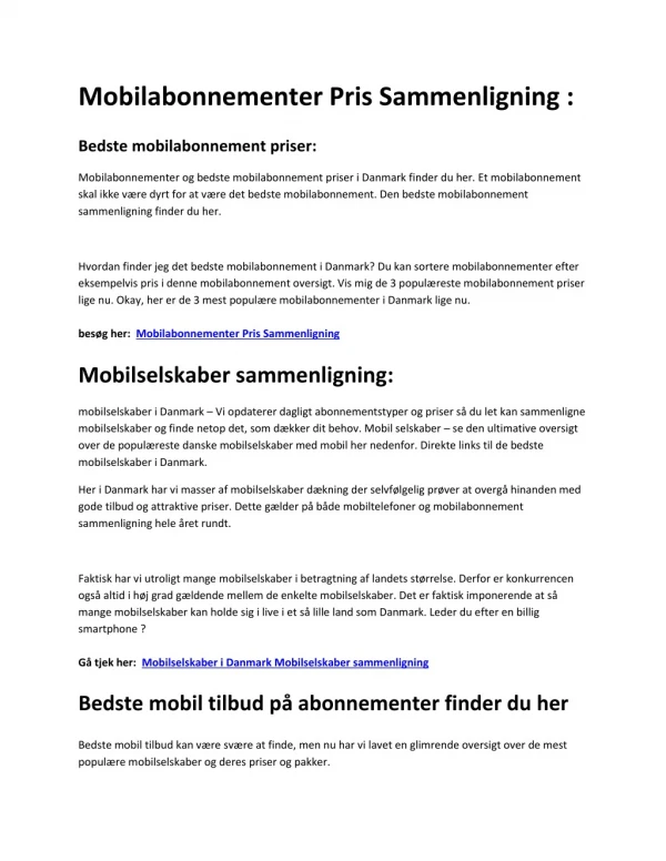 mobilabonnementer pris sammenligning
