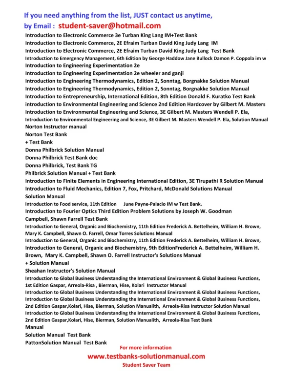 if you need anything from the list just contact