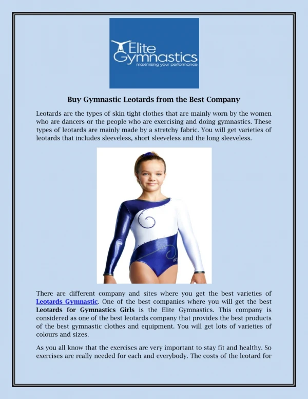 Buy Gymnastic Leotards from the Best Company