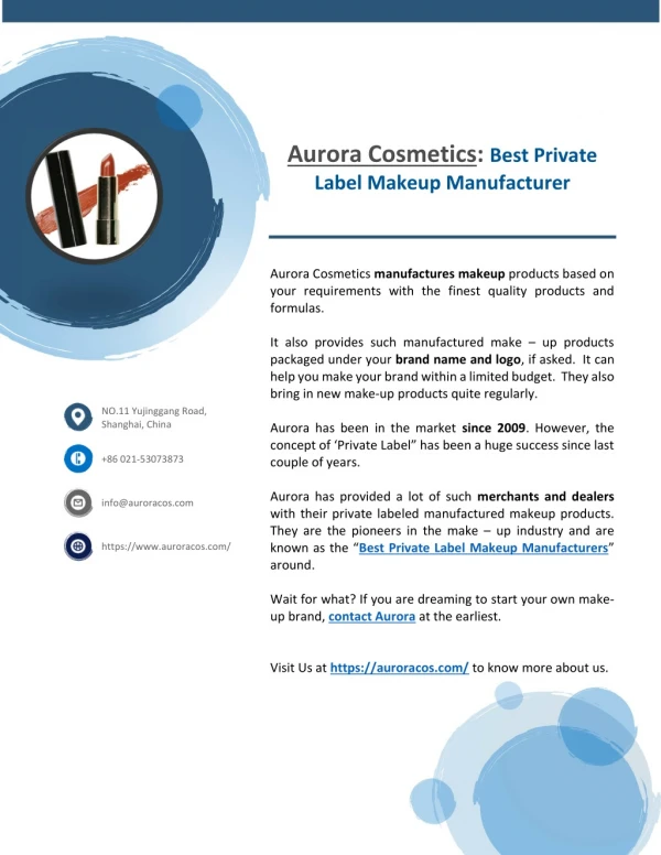 Aurora Cosmetics: Best Private Label Makeup Manufacturer