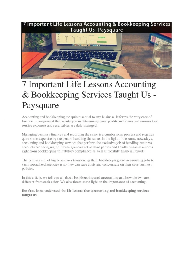 7 Important Life Lessons Accounting & Bookkeeping Services Taught Us -Paysquare