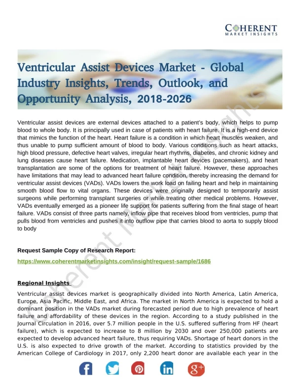 Ventricular Assist Devices Market Poised for Heightened Growth in Healthcare Sector Along with Eminent Players by 2026