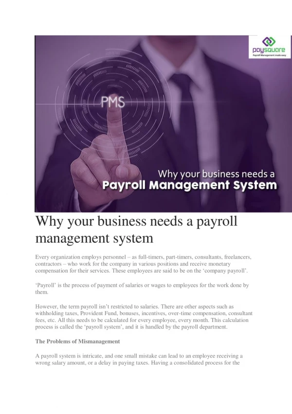 Why your business needs a payroll management system
