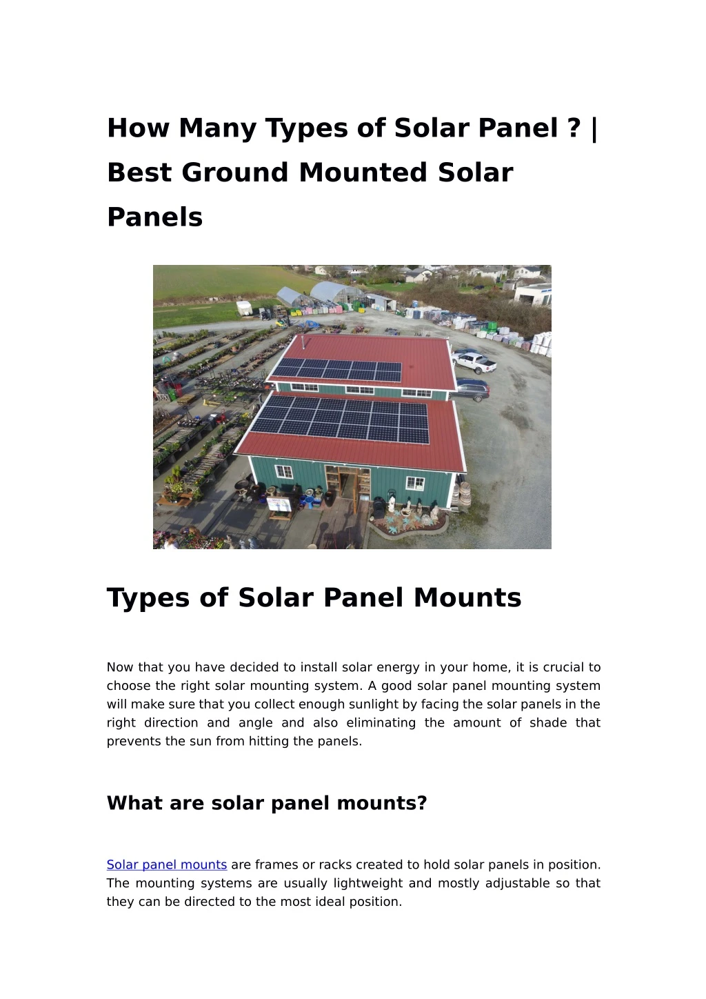 how many types of solar panel