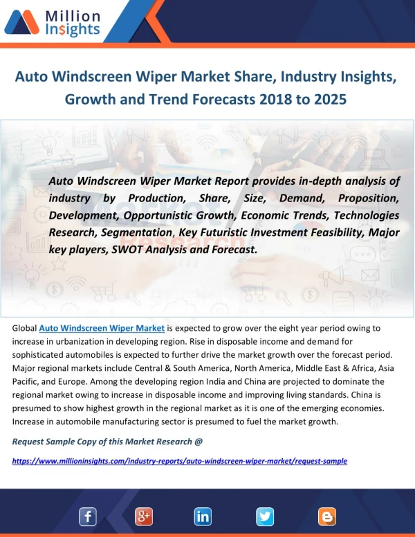 Auto Windscreen Wiper Market Share, Industry Insights, Growth and Trend Forecasts 2018 to 2025
