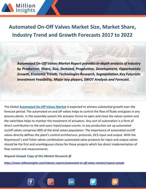 Automated On-Off Valves Market Size, Market Share, Industry Trend and Growth Forecasts 2017 to 2022