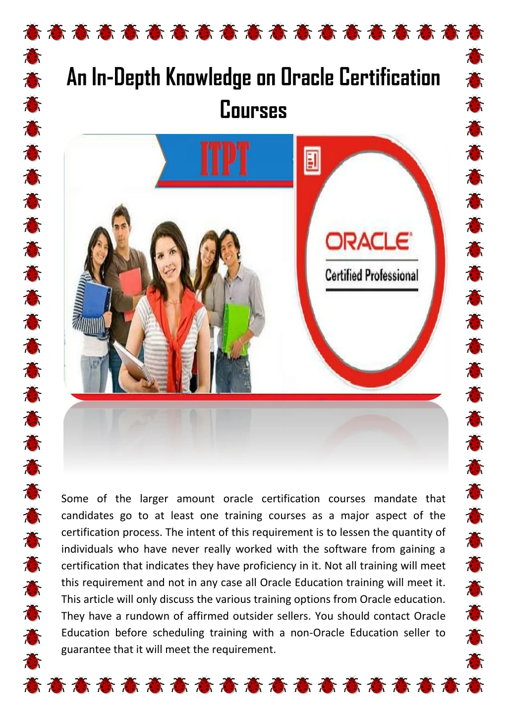 an in depth knowledge on oracle certification