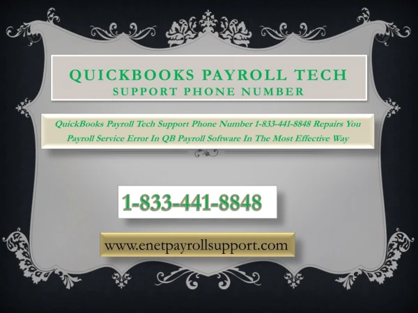 QuickBooks Payroll Tech Support Phone Number 1-833-441-8848