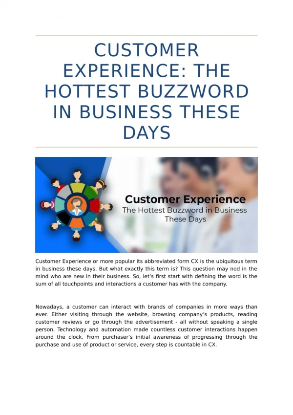 Customer Experience: The Hottest Buzzword in Business These Days