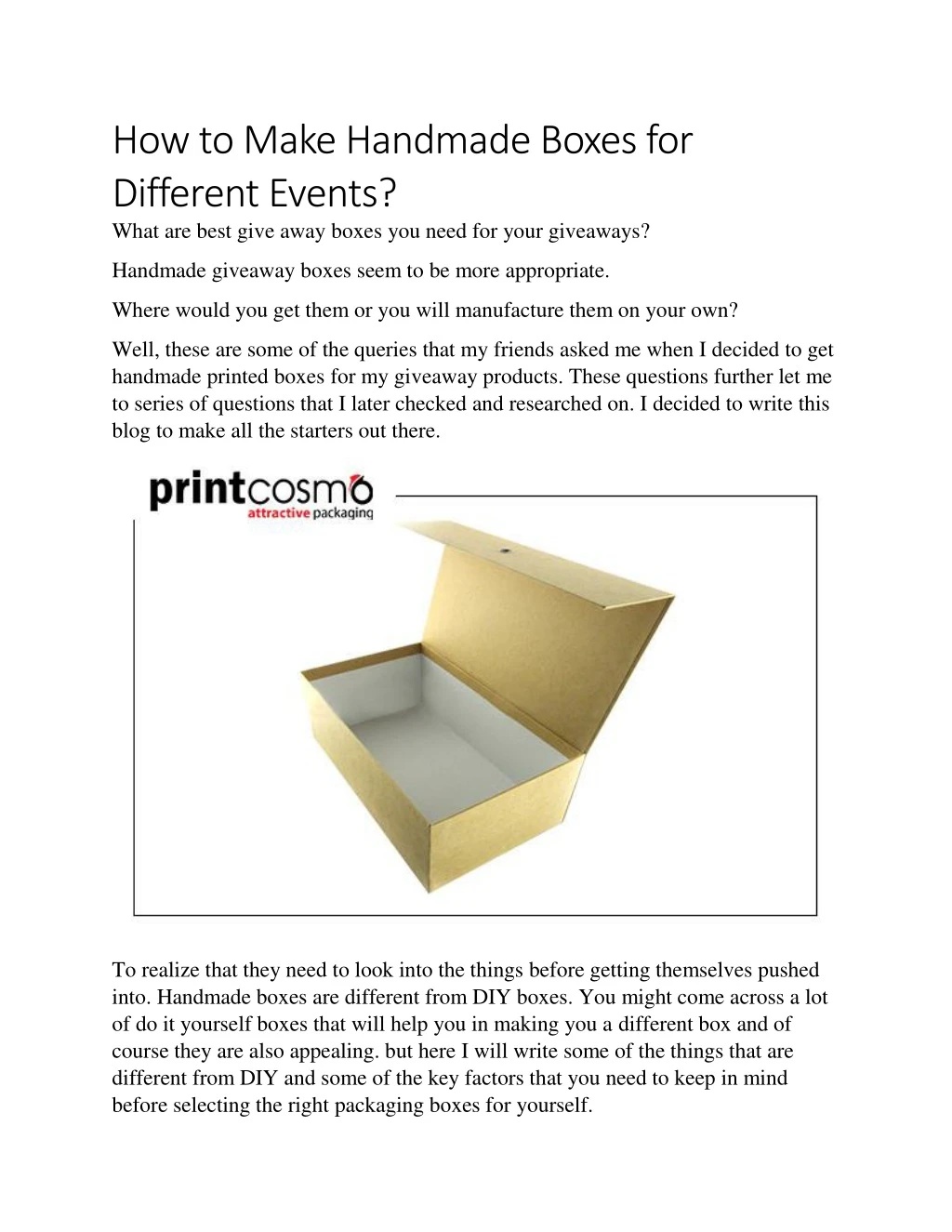 how to make handmade boxes for different events