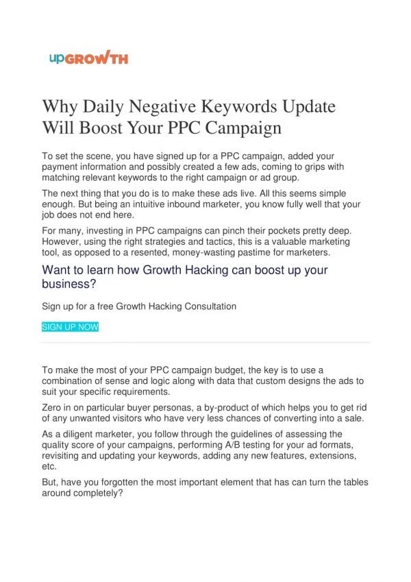 Why Daily Negative Keywords Update Will Boost Your PPC Campaign