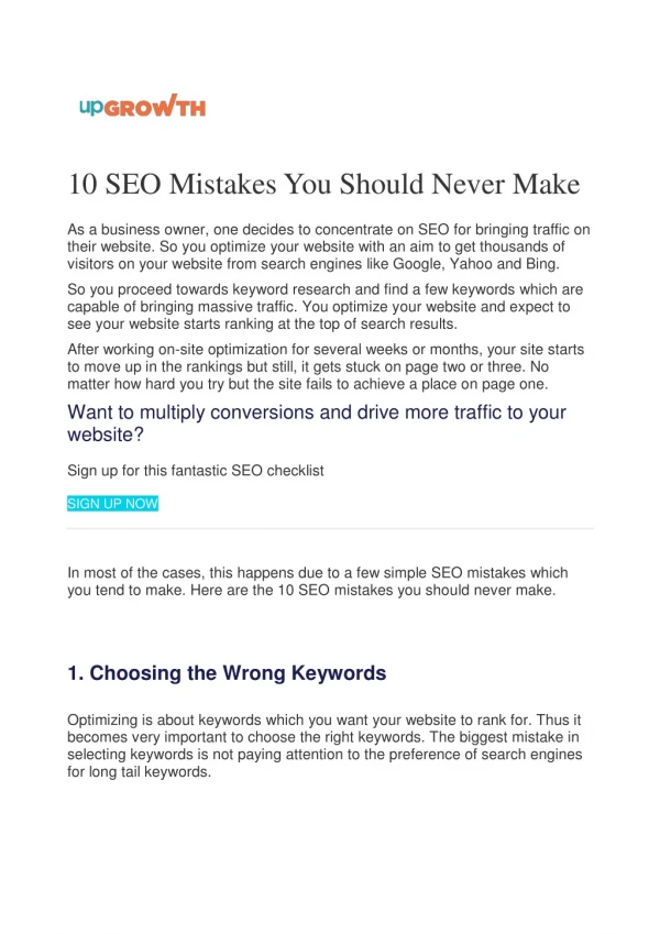 10 SEO Mistakes You Should Never Make