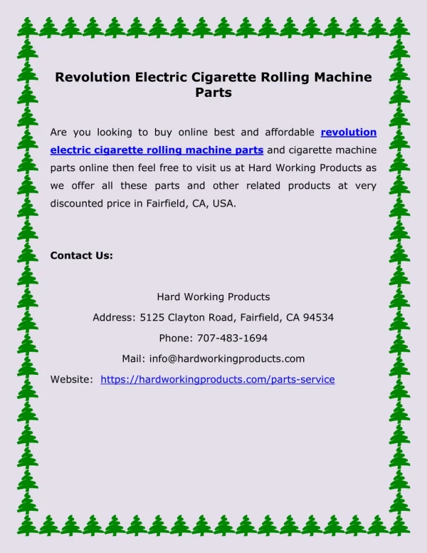 Revolution Electric Cigarette Rolling Machine Parts
