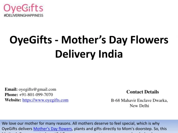 OyeGifts Mother Day Flowers Delivery India