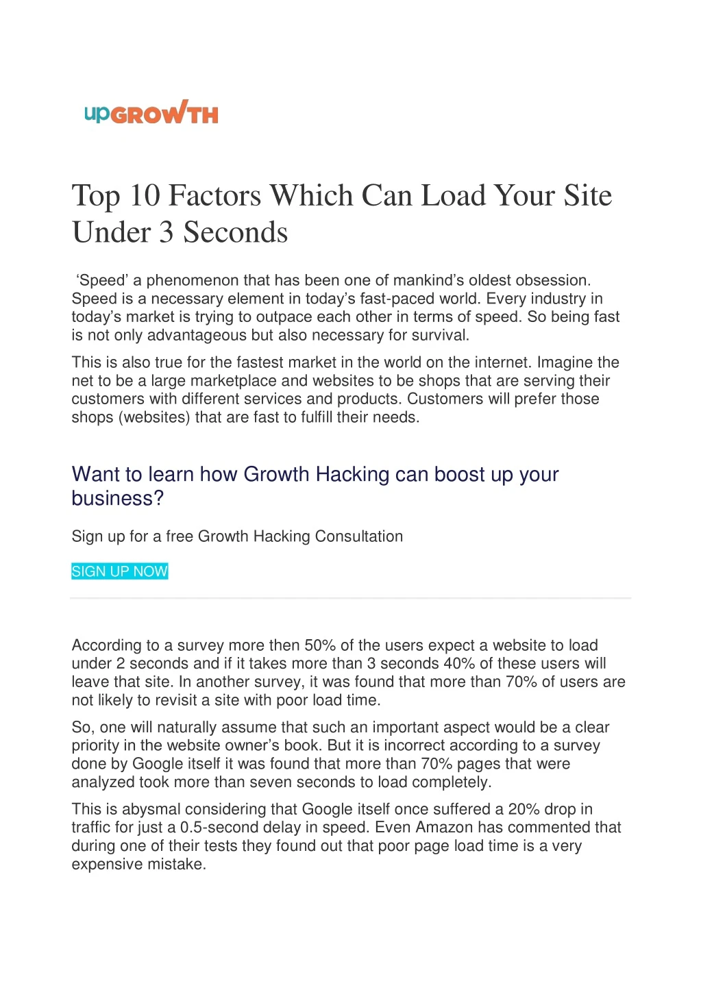 top 10 factors which can load your site under