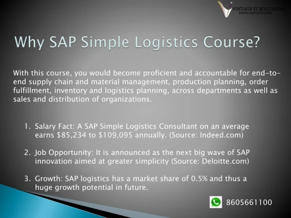 Why SAP Simple Logistics Course?