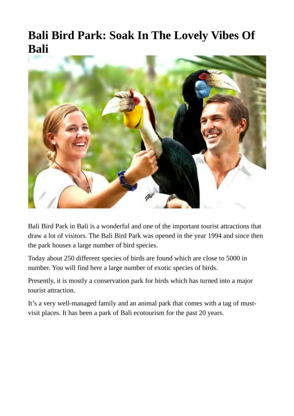Bali Bird Park: Soak In The Lovely Vibes Of Bali