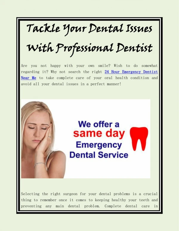Tackle Your Dental Issues With Professional Dentist