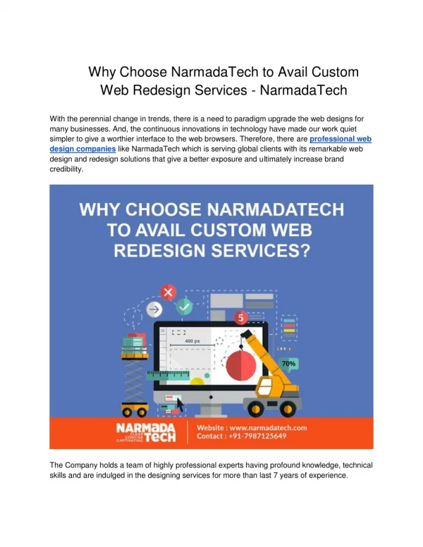 Why Choose NarmadaTech to Avail Custom Web Redesign Services?