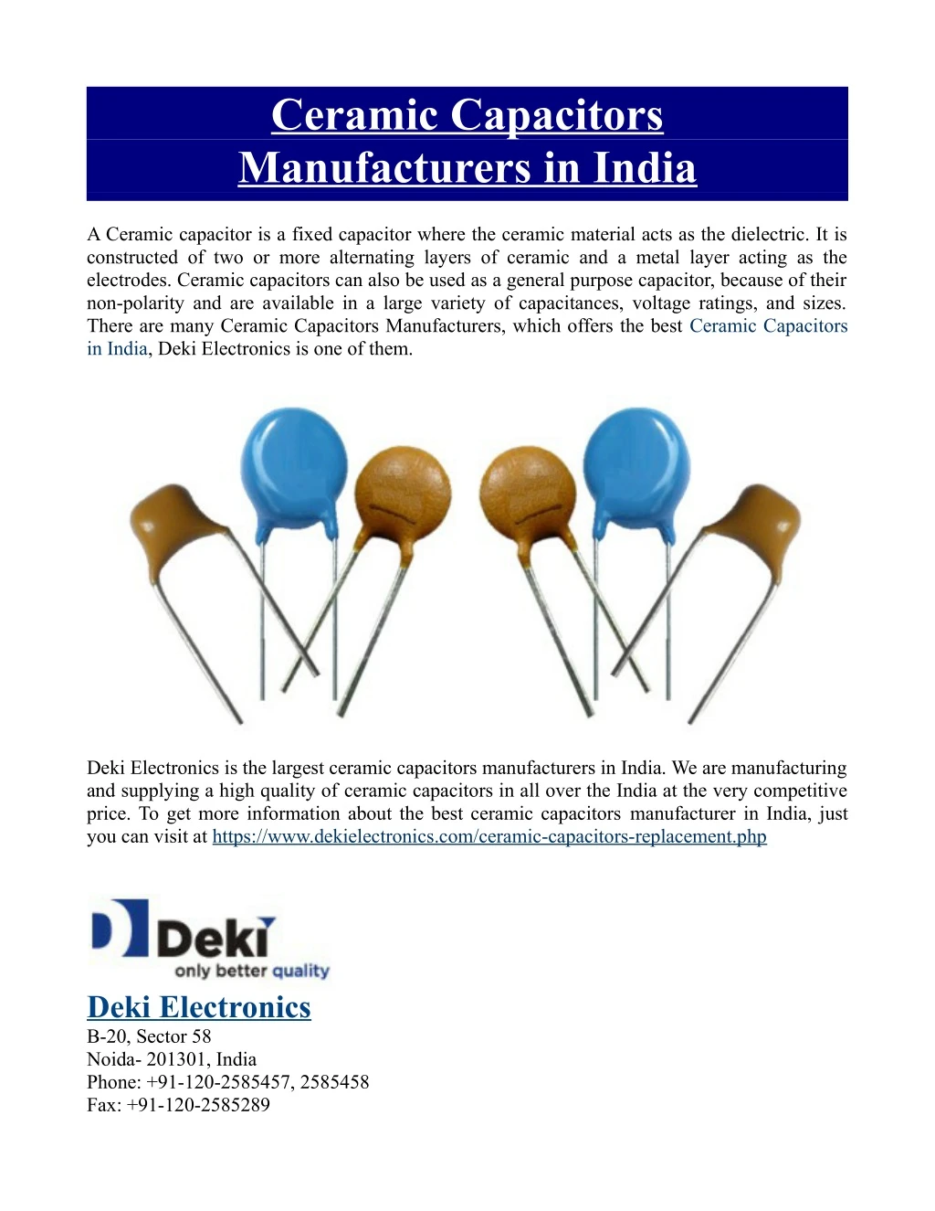 ceramic capacitors manufacturers in india
