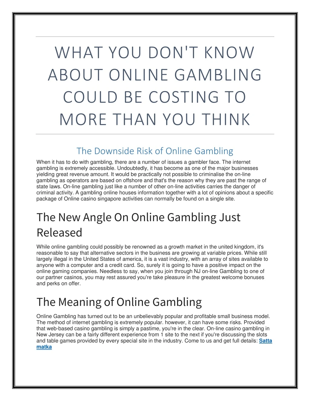 what you don t know about online gambling could