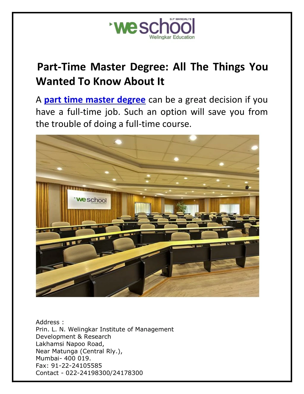 part time master degree all the things you wanted