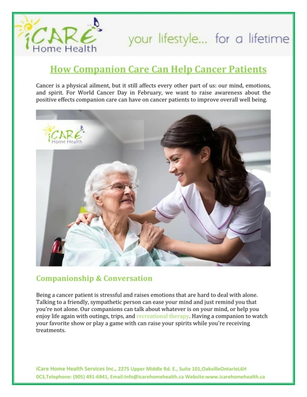 Get Companion Care which Helps Cancer Patients