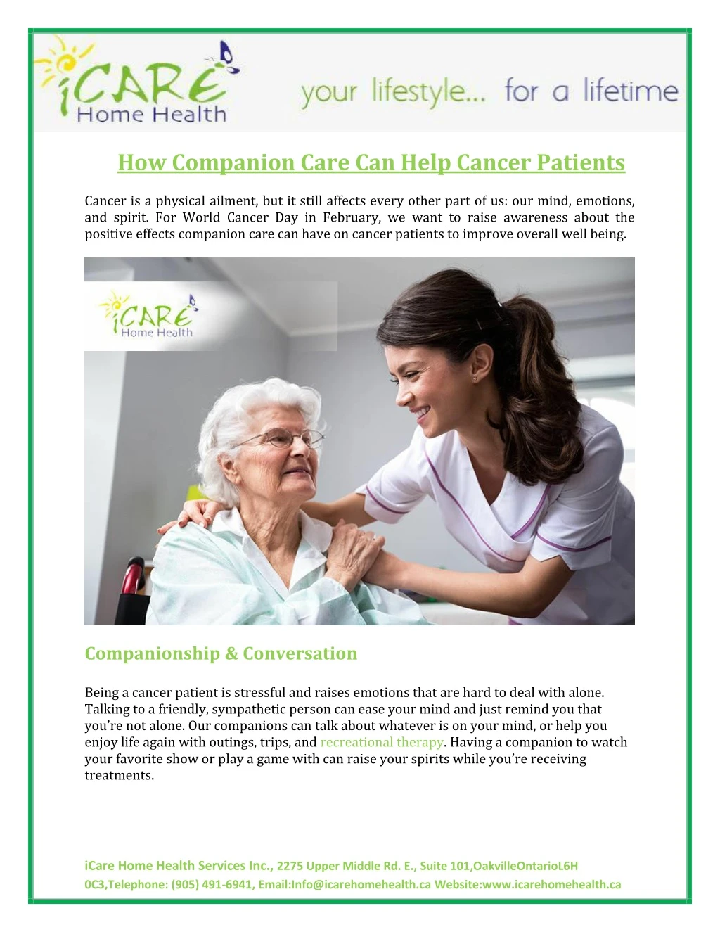 how companion care can help cancer patients