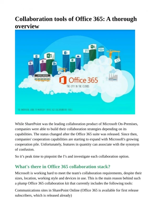Collaboration tools of Office 365: A thorough overview